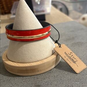 Story by Davinci Red and Gold Bracelet 6 1/4 inches